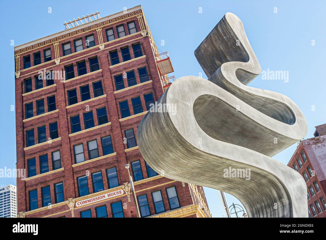 Milwaukee Wisconsin, historisches Gebäude am Third ward South Broadway, öffentliche Kunstszene, Skyline der Stadt Stockfoto