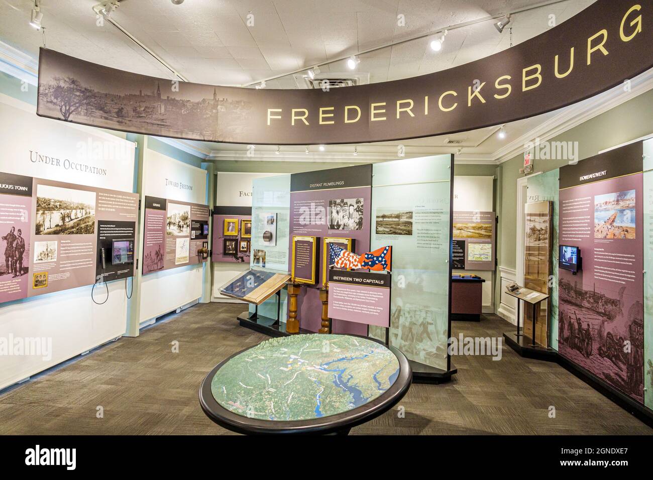 Fredericksburg Virginia, Fredericksburg Battlefield Visitor Center, Ausstellung zur Geschichte des Bürgerkriegs, Sammlung im Inneren des Museums Stockfoto