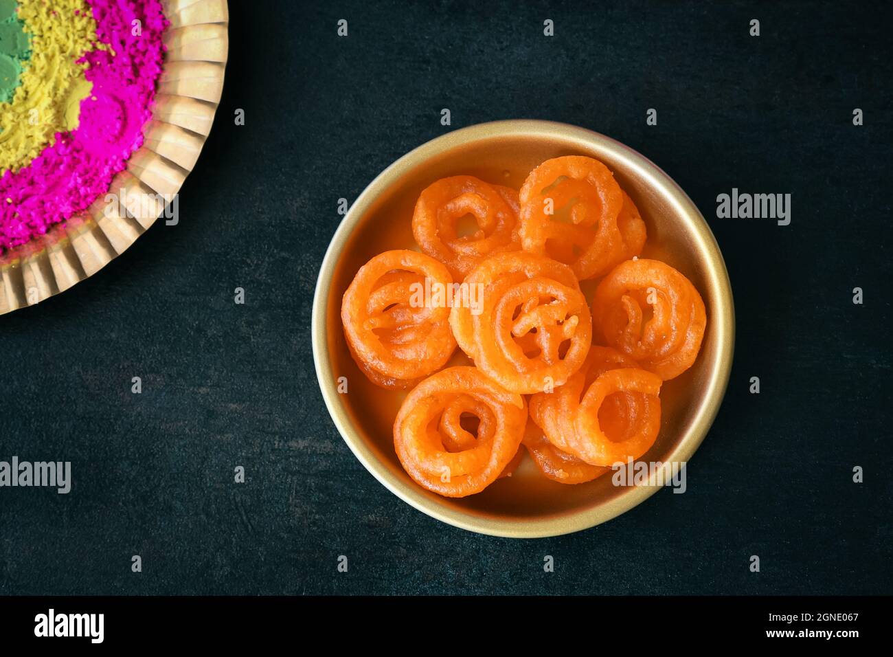 Diwali Süßigkeiten jalebi Jhangiri Gujiya peda jndian Süßes Dessert mithai Festival Dussehra Holi ganesh chaturthi RAM navami Durga pooja ashtami Navratri Stockfoto