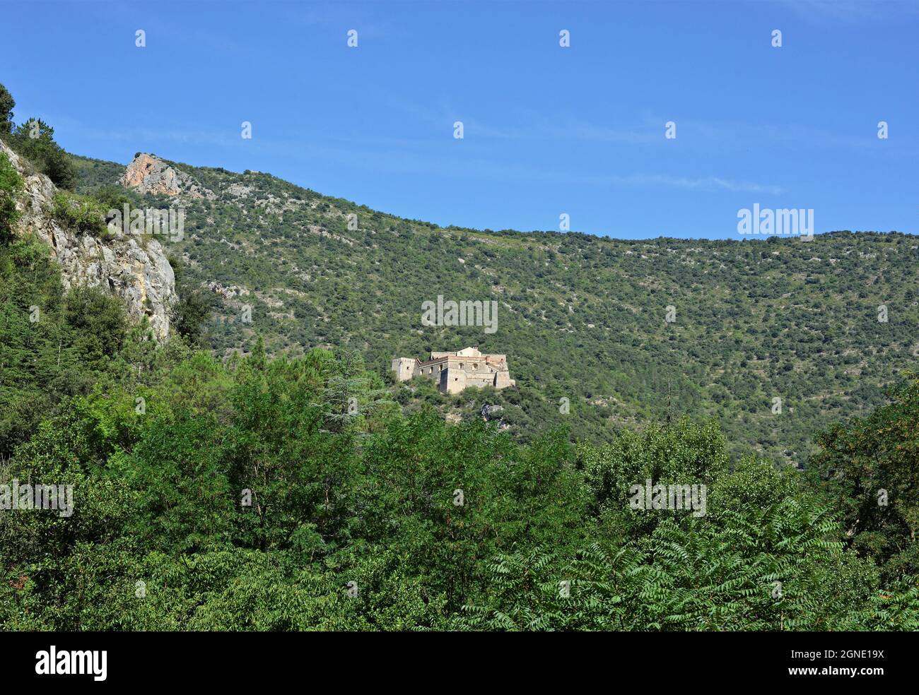 Die Befestigung von Fort Libéria im mittelalterlichen Dorf Villafranca de Conflent liegt in der historischen Region Conflent, Frankreich Stockfoto