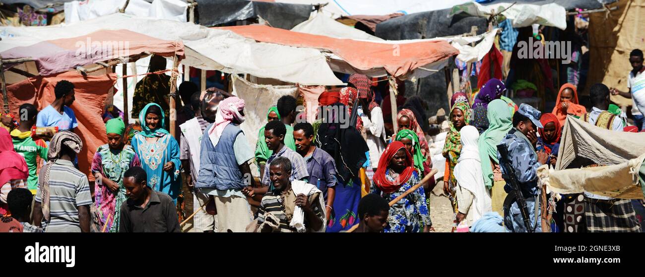 Der lebhafte Wochenmarkt in Bati, Äthiopien. Stockfoto