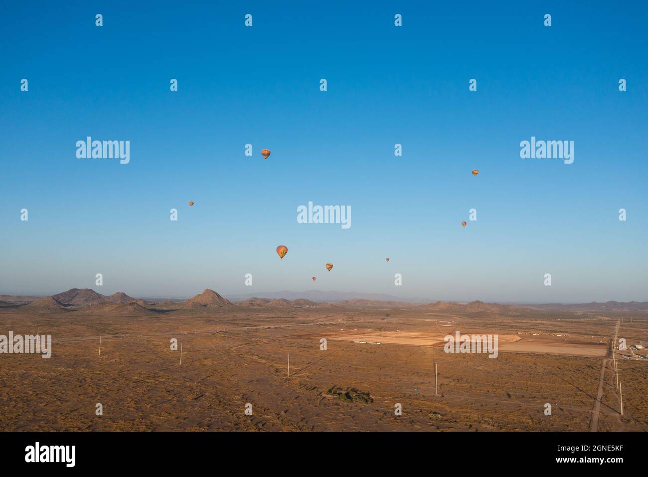 Abenteuerreise mit Heißluftballons in Phoenix, Arizona. Stockfoto