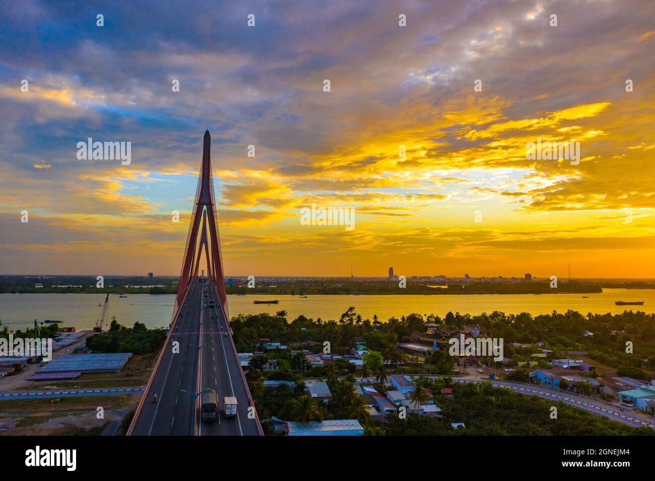 Can Tho Brücke Luftbild ist berühmte Brücke in mekong Delta, Vietnam Stockfoto