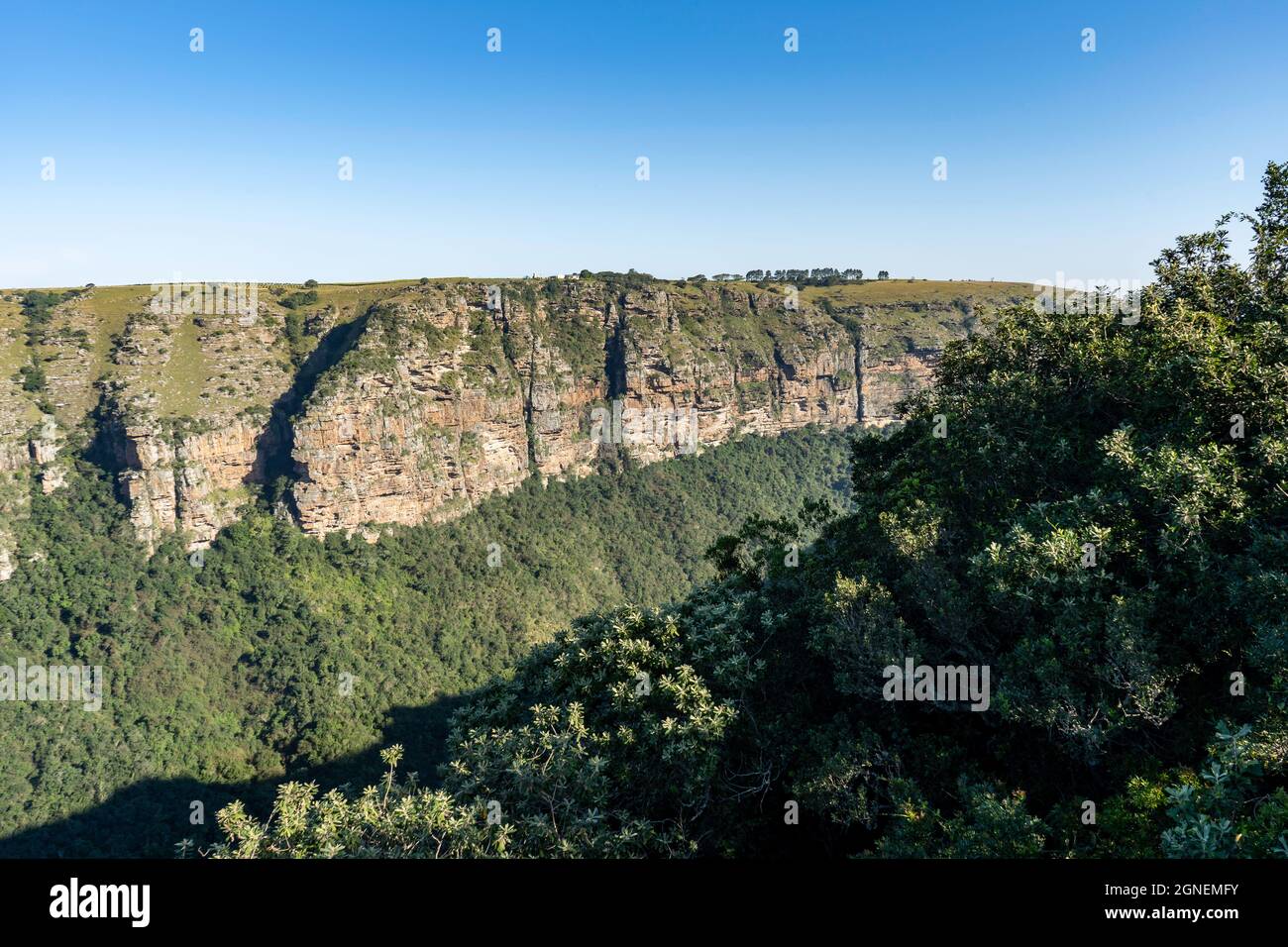 Panoramafotung der Oribi Gorge, einem beliebten Touristenziel in Durban Südafrika. Hochwertige Fotos Stockfoto