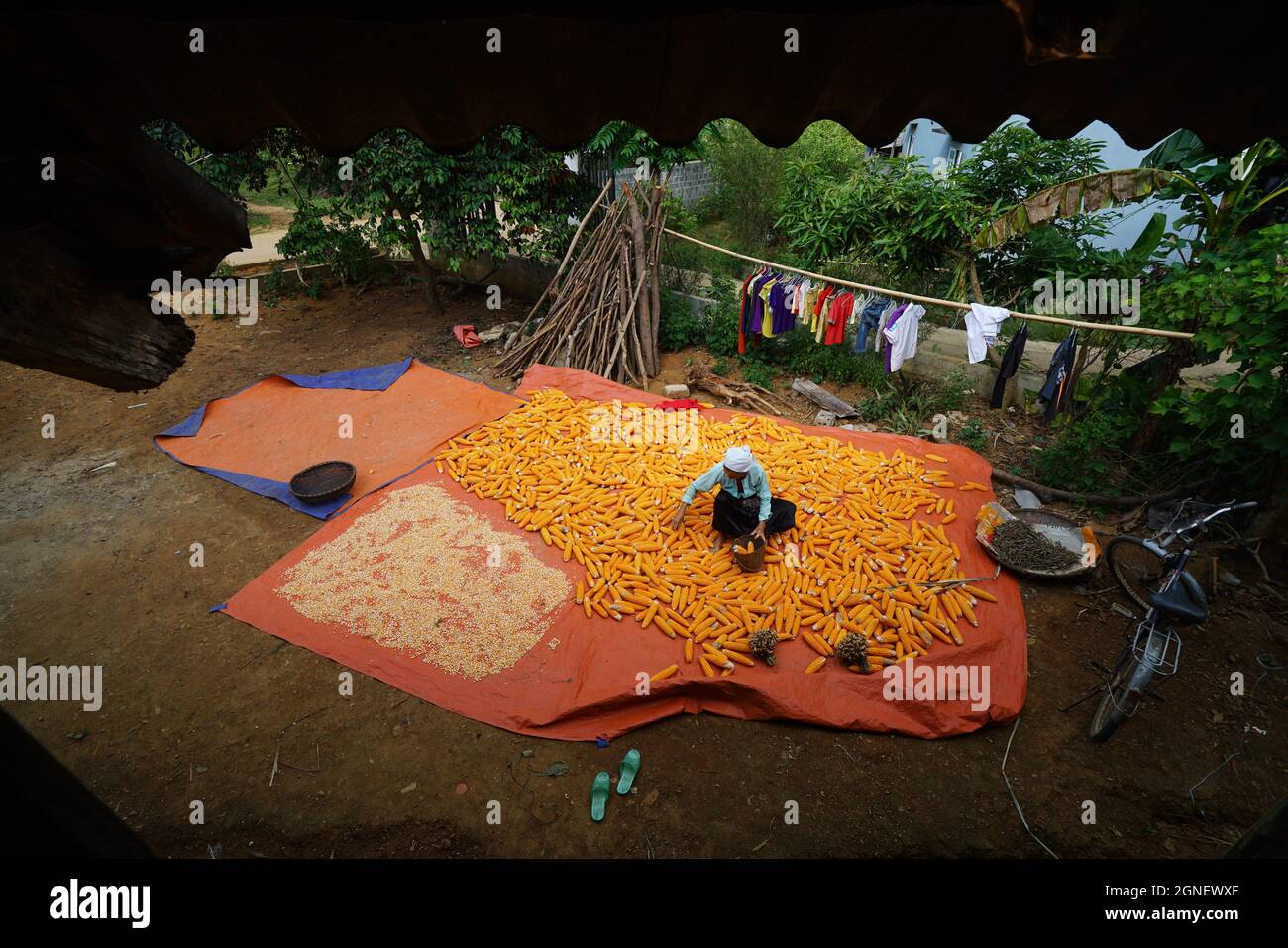 Tägliches Leben im Dorf in der Provinz Hoa Binh Nordvietnam Stockfoto