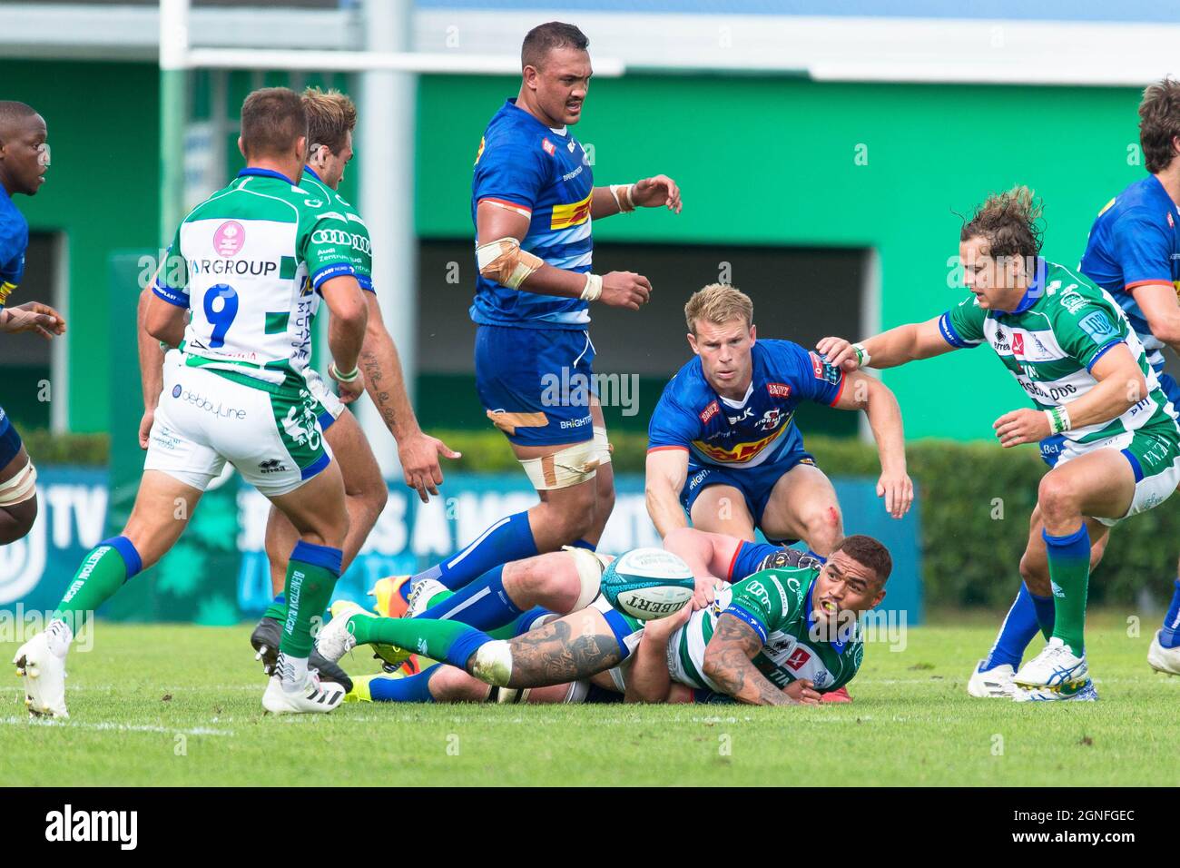 Monigo Stadium, Treviso, Italien, 25. September 2021, Monty Ioane (Benetton Treviso) während des Spiels von Benetton Rugby gegen DHL Stormers - United Rugby Championship Stockfoto