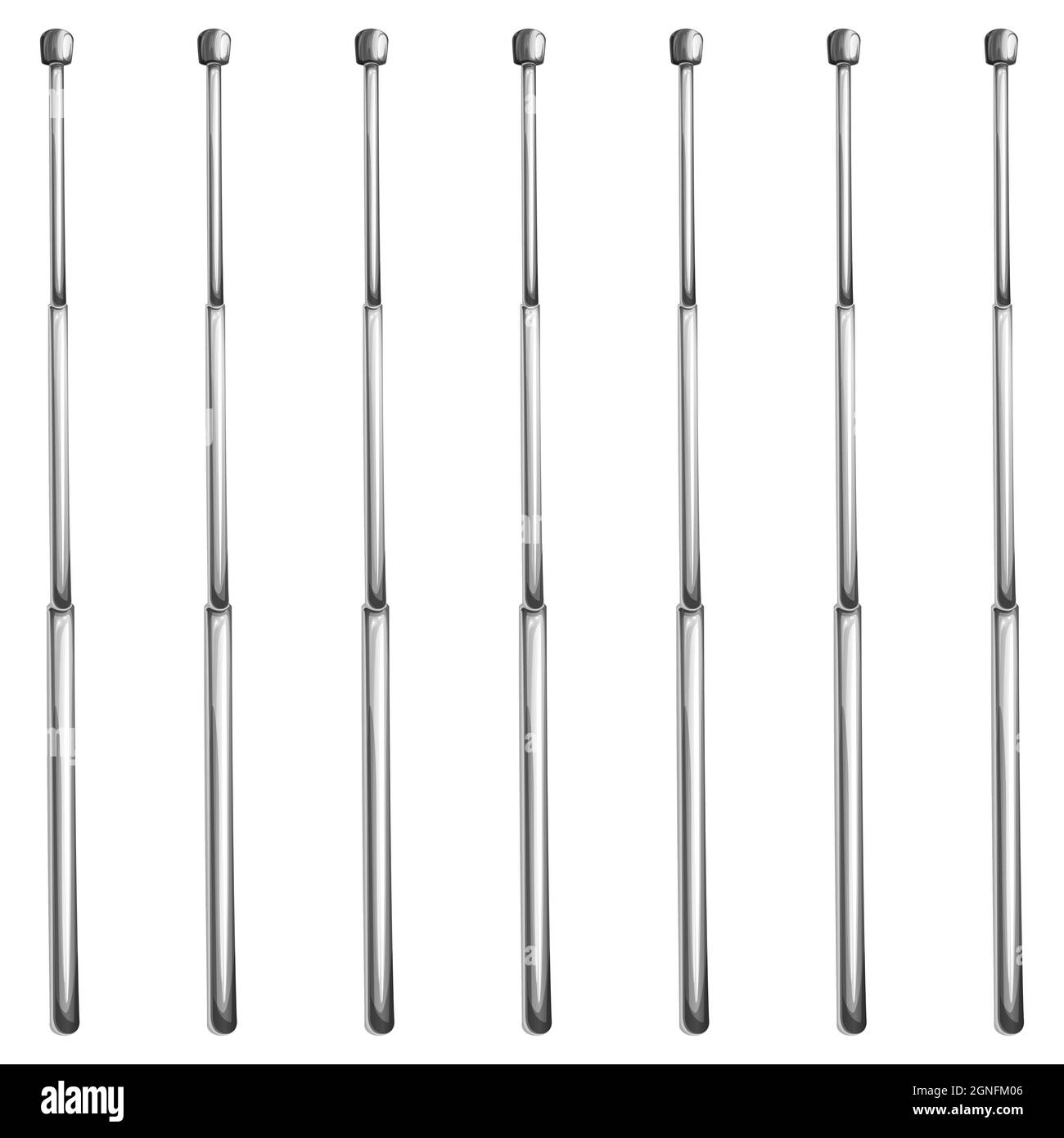 Mehrere sehr schöne, sehr helle Metallfunkantennen Stockfoto