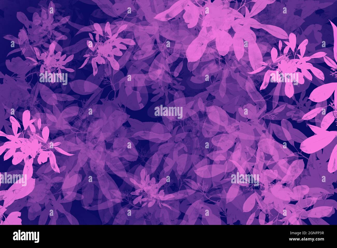 Abstrakte Textur aus rosa Blättern auf marineblauem Hintergrund Stockfoto
