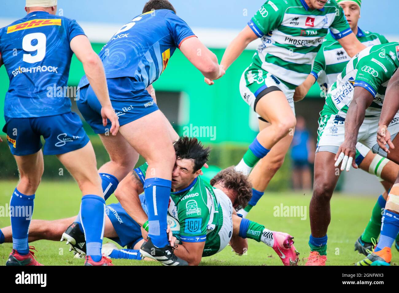 Monigo Stadium, Treviso, Italien, 25. September 2021, Gianmarco Lucchesi (Benetton Treviso) während des Spiels von Benetton Rugby gegen DHL Stormers - United Rugby Championship Stockfoto