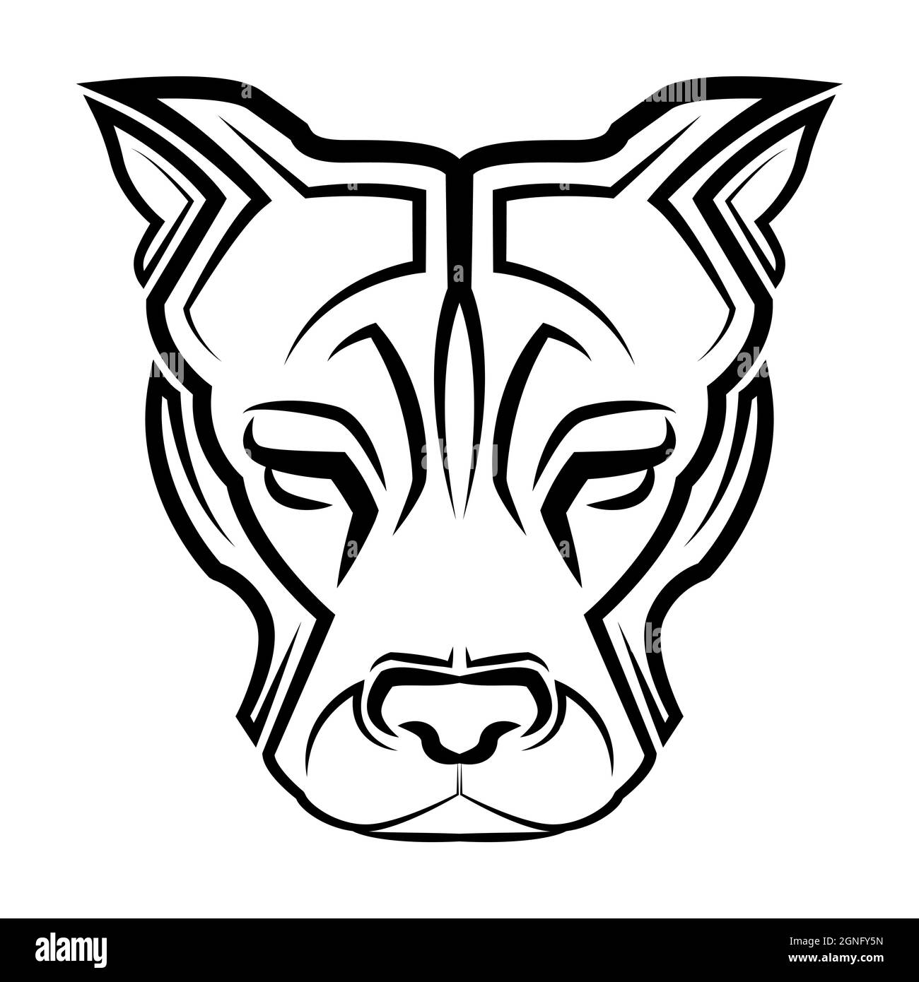 Schwarz-weiße Linienkunst des Pitbull-Hundekopfes. Gute Verwendung für Symbol, Maskottchen, Symbol, Avatar, Tattoo, T-Shirt-Design, Logo oder ein beliebiges Design Stock Vektor