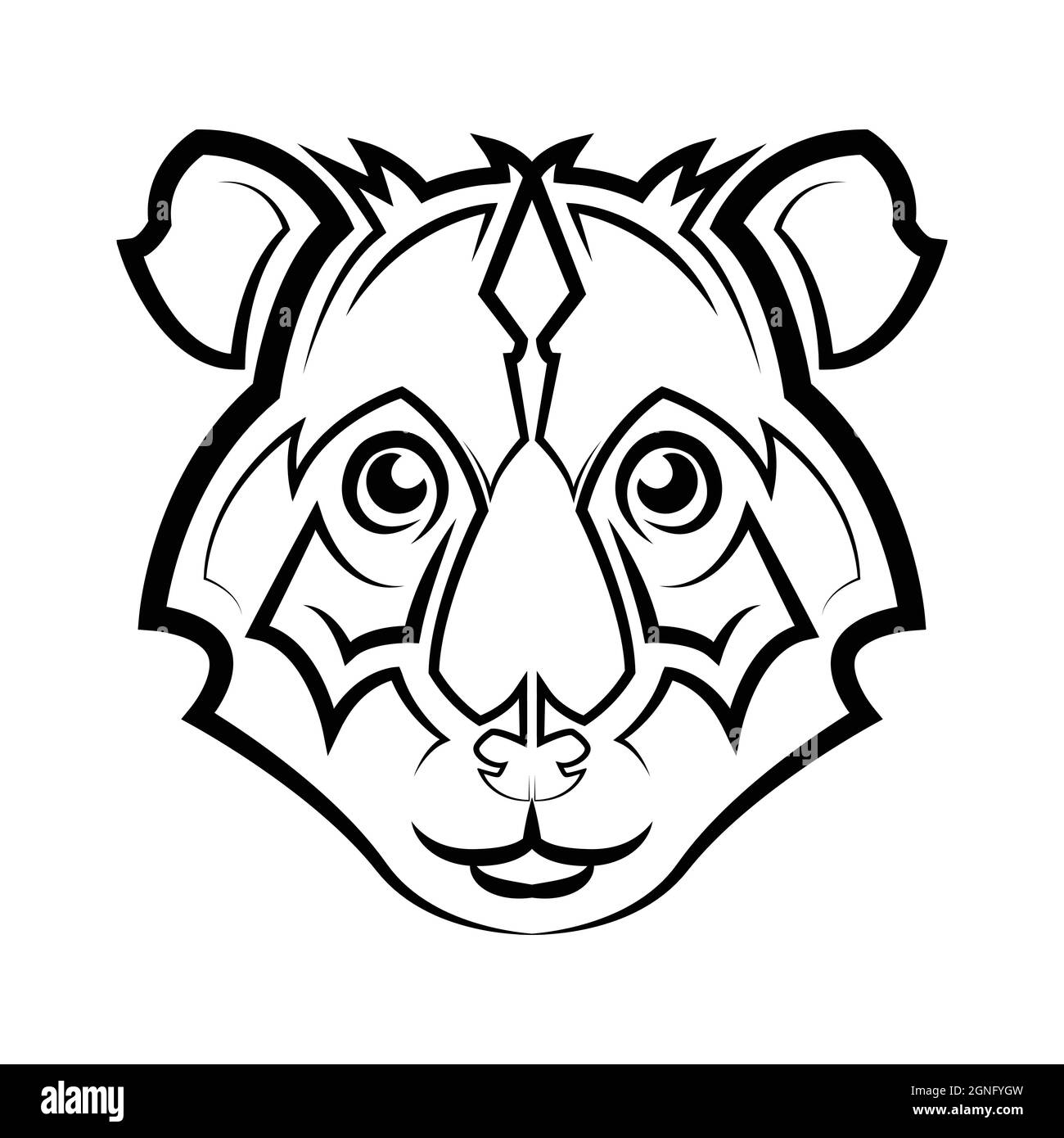 Schwarz-weiße Linienkunst des Hamsterkopfes. Gute Verwendung für Symbol, Maskottchen, Symbol, Avatar, Tattoo, T-Shirt-Design, Logo oder ein beliebiges Design. Stock Vektor
