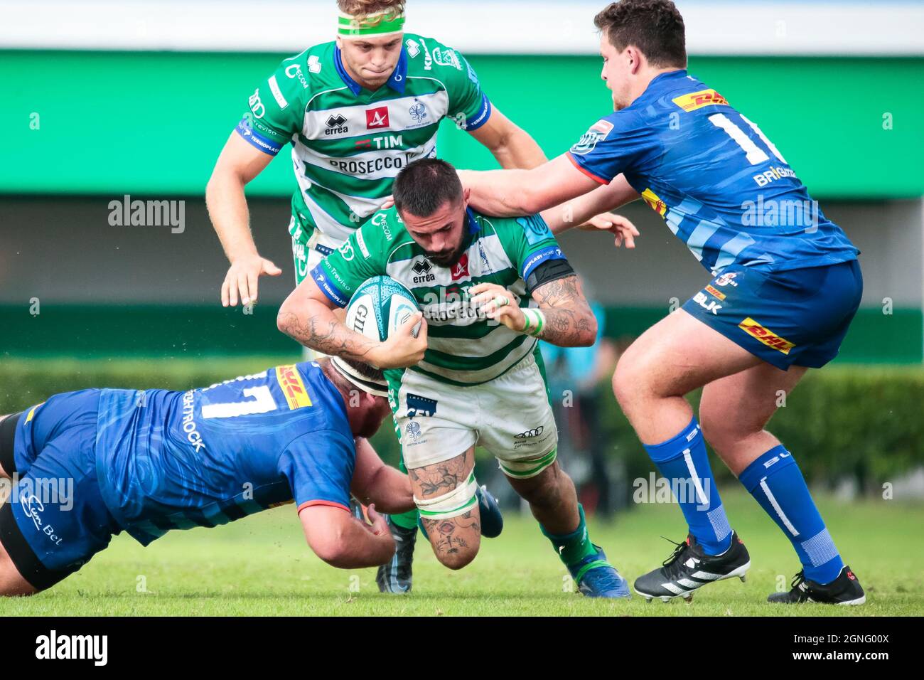 Monigo Stadium, Treviso, Italien, 25. September 2021, Lorenzo Cannone (Benetton Treviso) während des Spiels von Benetton Rugby gegen DHL Stormers - United Rugby Championship Stockfoto