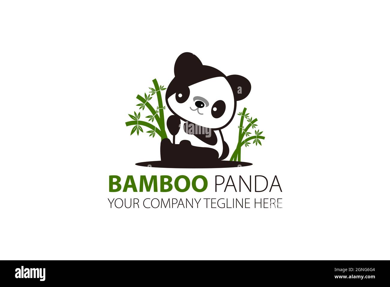 Bamboo Panda Logo Design Vektor Stockfoto