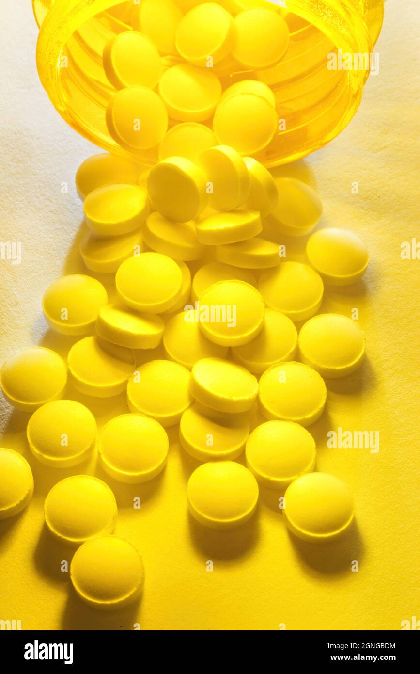 25 Mikrogramm-Tabletten von Cholecalciferol oder Vitamin D3. Stockfoto