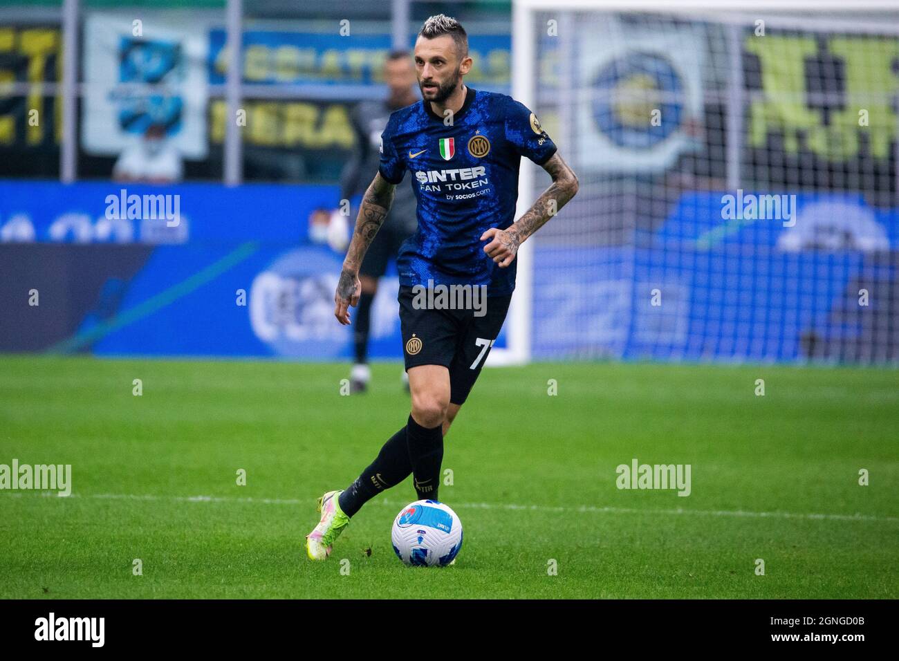 Mailand, Italien - september 25 2021 - Serie A Spiel F.C. Internazionale - Atalanta BC San Siro Stadium - brozovic marcelo in Aktion während des Spiels Stockfoto