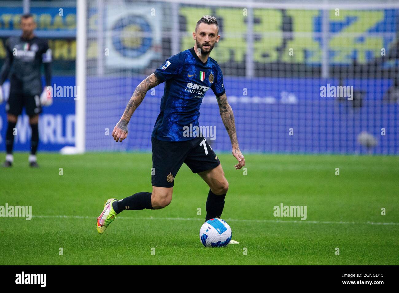 Mailand, Italien - september 25 2021 - Serie A Spiel F.C. Internazionale - Atalanta BC San Siro Stadium - brozovic marcelo in Aktion während des Spiels Stockfoto