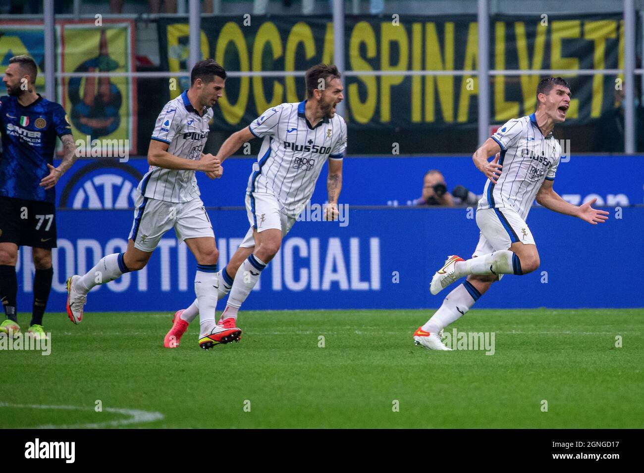 Mailand, Italien - september 25 2021 - Serie A Spiel F.C. Internazionale - Atalanta BC San Siro Stadion - malinovski ruslan feiert Tor 1-1 atalanta bc Stockfoto