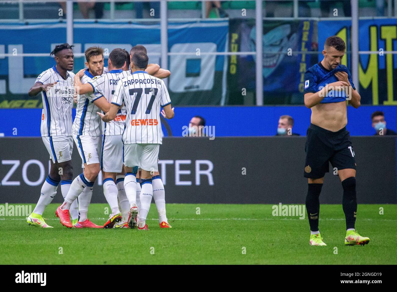 Mailand, Italien - september 25 2021 - Serie A Spiel F.C. Internazionale - Atalanta BC San Siro Stadion - malinovski ruslan feiert Tor 1-1 atalanta bc Stockfoto