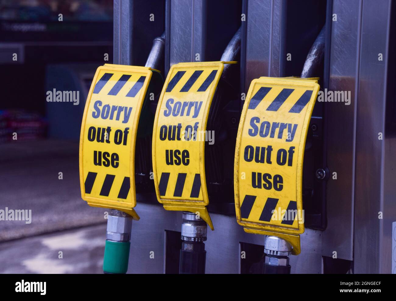 London, Großbritannien. September 2021. Eine Tankstelle im Zentrum von London. An vielen Tankstellen ist aufgrund des Brexit-Mangels an Lkw-Fahrern Benzin ausgelaufen. Stockfoto