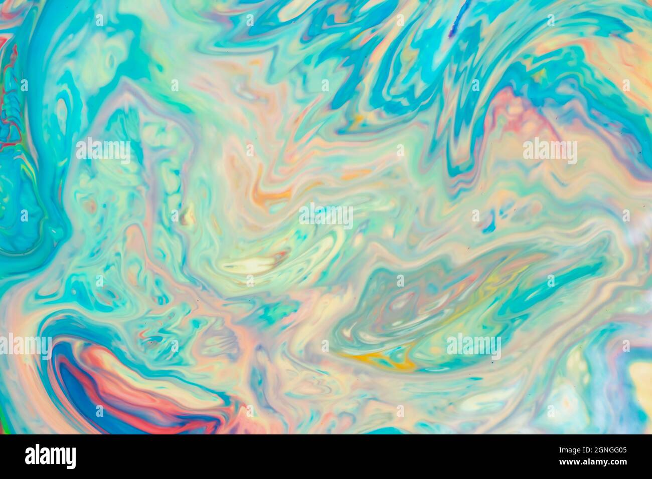 Abstrakter, mehrfarbiger flüssiger Hintergrund. Abstrakte Tinte Design Vorlage gemischte Textur Hintergrund. Psychedelisch-farbenes Muster. Flüssige Kunst Stockfoto