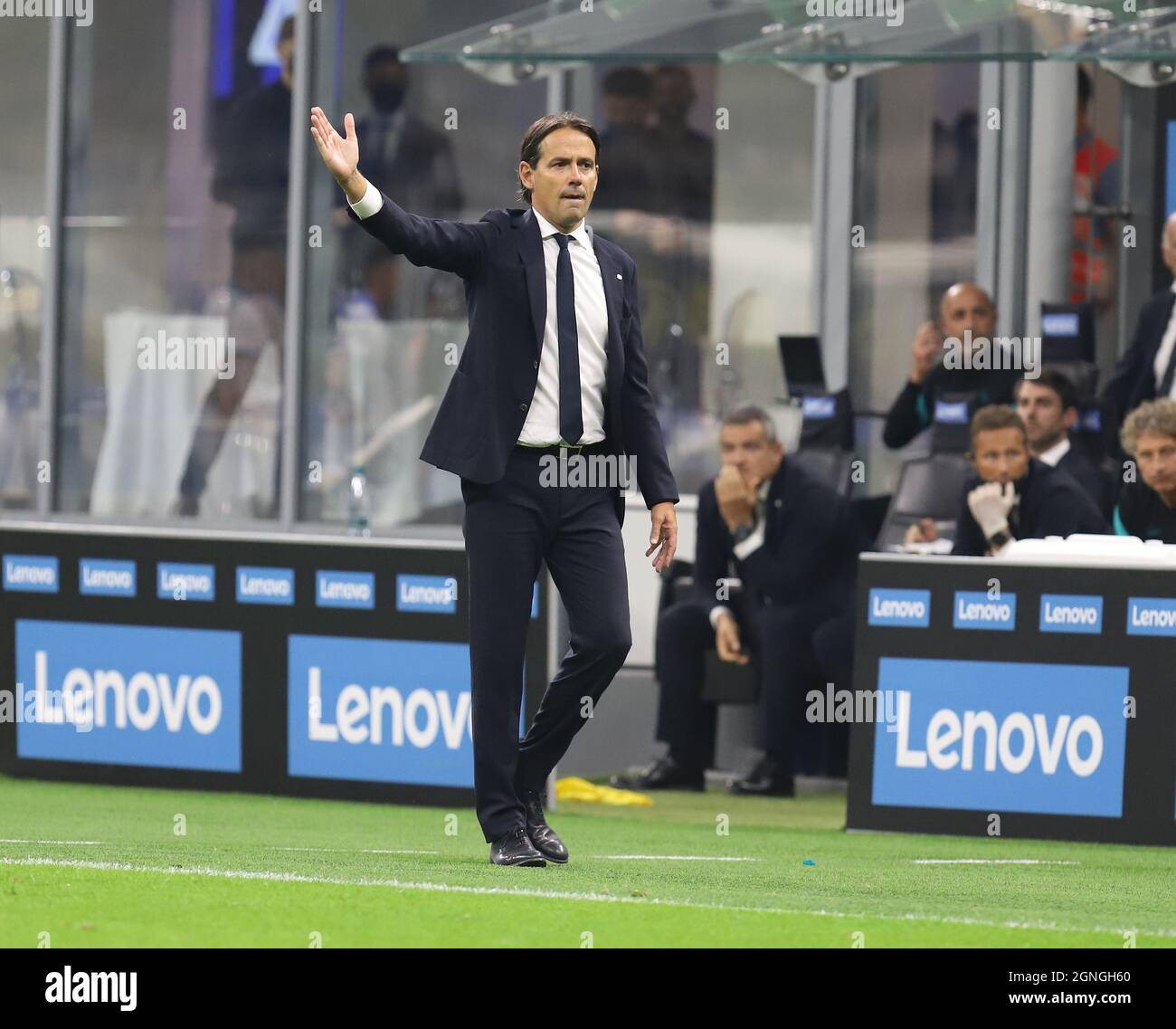 MAILAND ITALIEN- September 26 Giuseppe Meazza Simone Inzaghi Cheftrainer während der Serie Ein Spiel zwischen FC Inter und Atalanta BC im Stadio Giuseppe Meazza am 26. September 2021 in Mailand, Italien. Stockfoto