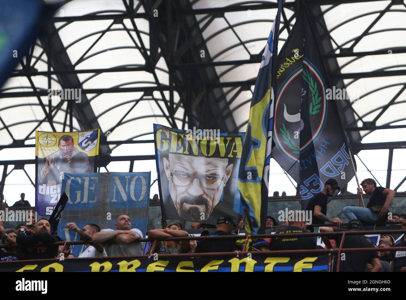 MAILAND ITALIEN- September 26 Giuseppe Meazza die Fans von Inter vor der Serie Ein Spiel zwischen FC Inter und Atalanta BC im Stadio Giuseppe Meazza am 26. September 2021 in Mailand, Italien. Stockfoto