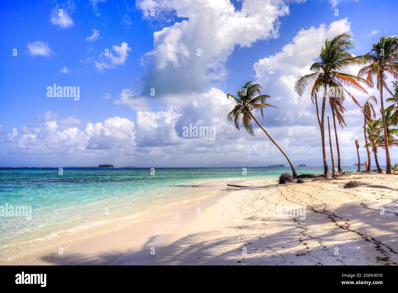 Tropische Inselszenen von den Kuna Yala Inseln, San Blas Panama Stockfoto