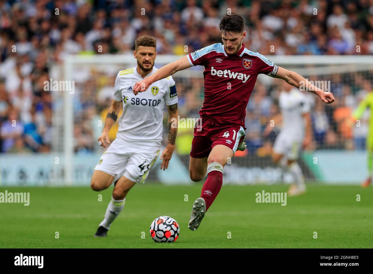 Leeds, Großbritannien. September 2021. Declan Rcy #41 von West Ham United auf den Angriff in Leeds, Vereinigtes Königreich am 9/25/2021. (Foto von James Heaton/News Images/Sipa USA) Quelle: SIPA USA/Alamy Live News Stockfoto