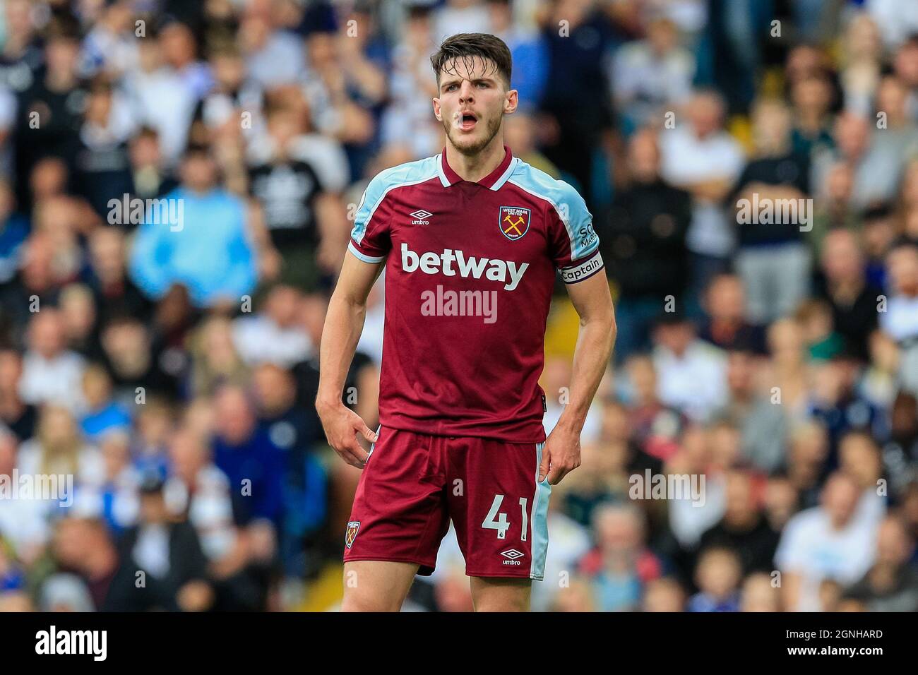 Leeds, Großbritannien. September 2021. Declan Rcy #41 von West Ham United während des Spiels in Leeds, Vereinigtes Königreich am 9/25/2021. (Foto von James Heaton/News Images/Sipa USA) Quelle: SIPA USA/Alamy Live News Stockfoto