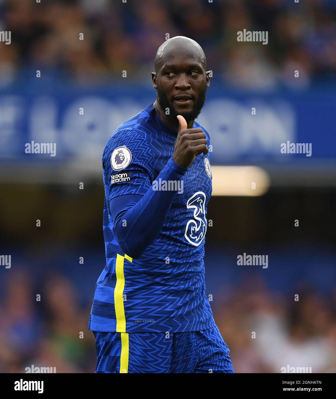 London, Großbritannien. 25. September 2021 - Chelsea gegen Manchester City - die Premier League - Stamford Bridge Romelu Lukaku Bildnachweis: © Mark Pain / Alamy Live News Stockfoto