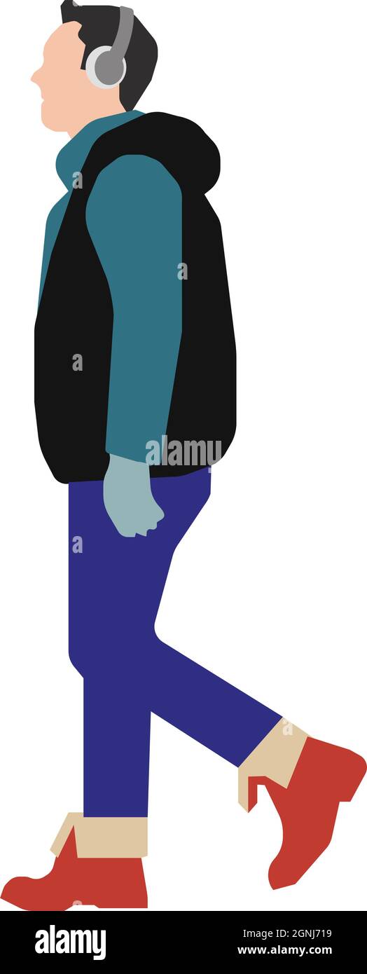 Walking man (mit Winterkleidung) Silhouette Illustration Stock Vektor