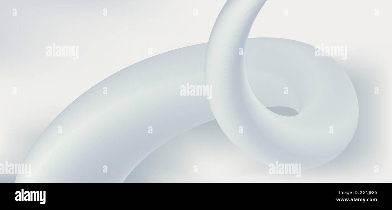 3D-Flussform mit weißem und grauem Gradienten auf sauberem Hintergrund. Vektorgrafik Stock Vektor