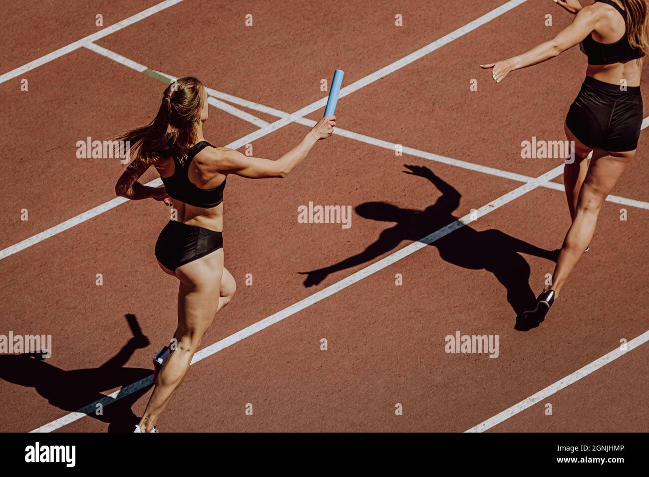 Frauen Staffellauf Rennen für Leichtathletik-Wettbewerb Stockfoto