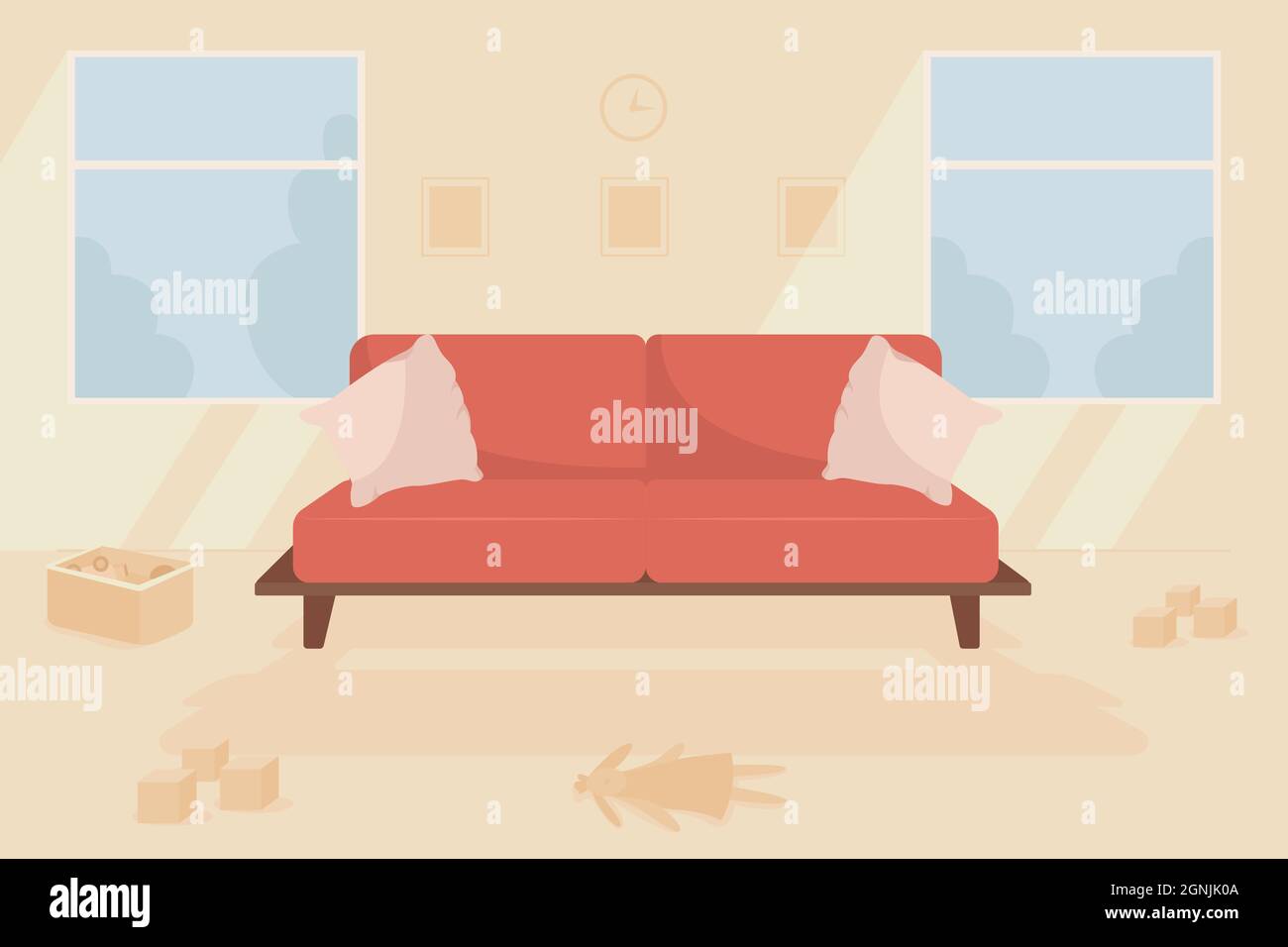 Familie Wohnzimmer flache Farbe Vektor Illustration Stock Vektor