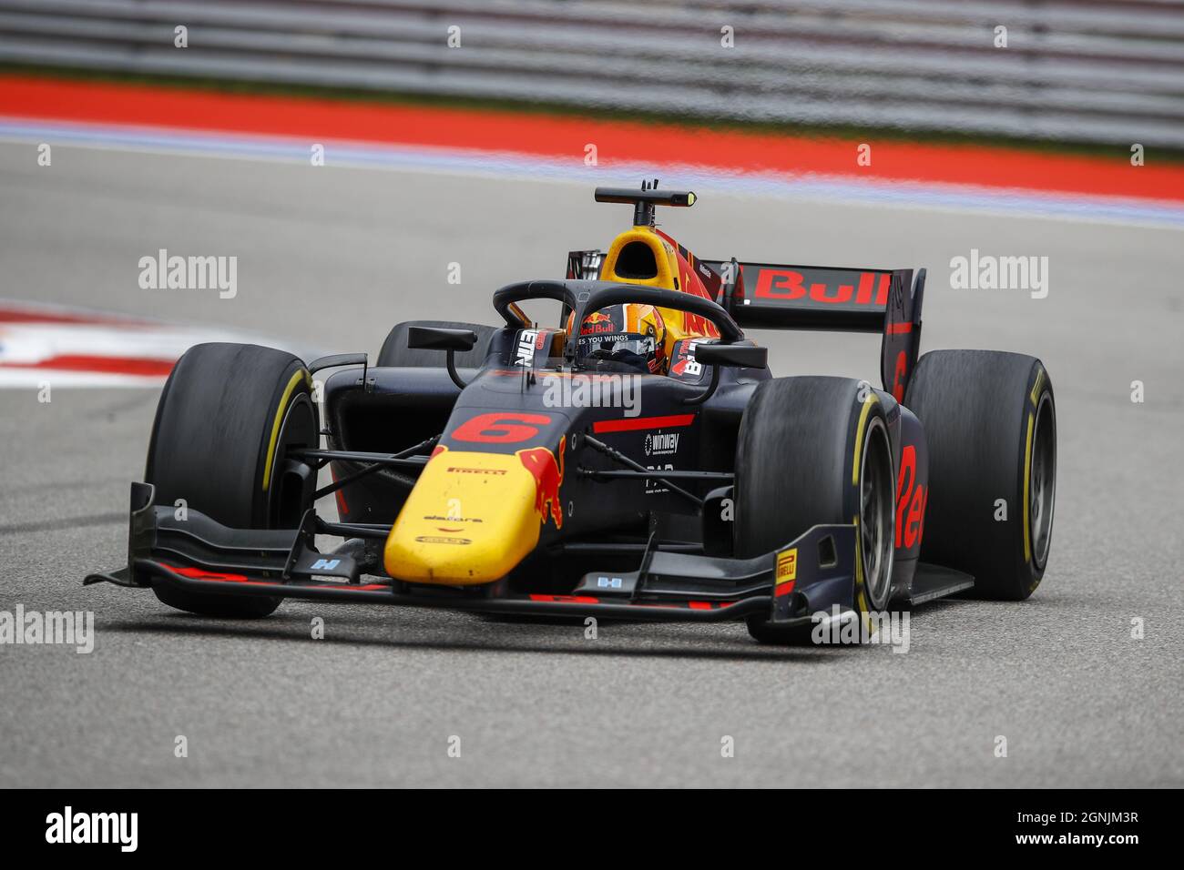 06 Daruvala Johan (ind), Carlin, Dallara F2, Action beim Formel 1 VTB Russian Grand Prix 2021, 15. Lauf der FIA Formel 1-Weltmeisterschaft 2021 vom 24. Bis 26. September 2021 auf dem Sotschi-Autodrom, in Sotschi, Russland - Foto: Xavi Bonilla/DPPI/LiveMedia Stockfoto