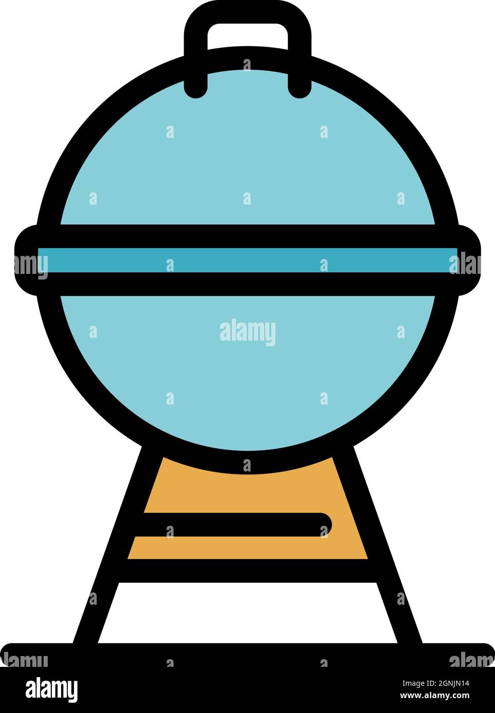 Symbol für runden Grill. Kontur runden Grill Vektor Symbol Farbe flach isoliert Stock Vektor