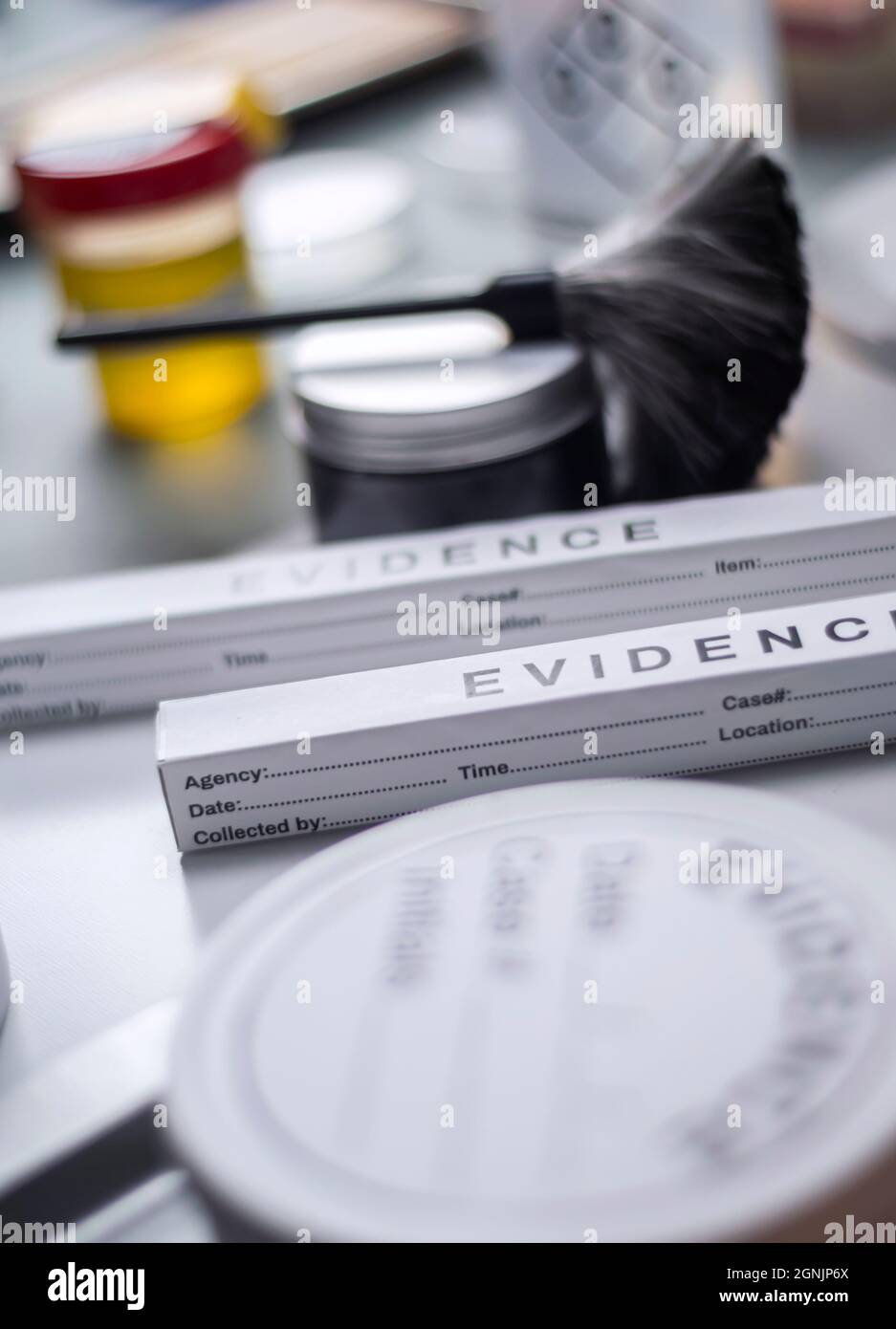 Diverse Labortests forensische Ausrüstung, konzeptionelle Bild Stockfoto