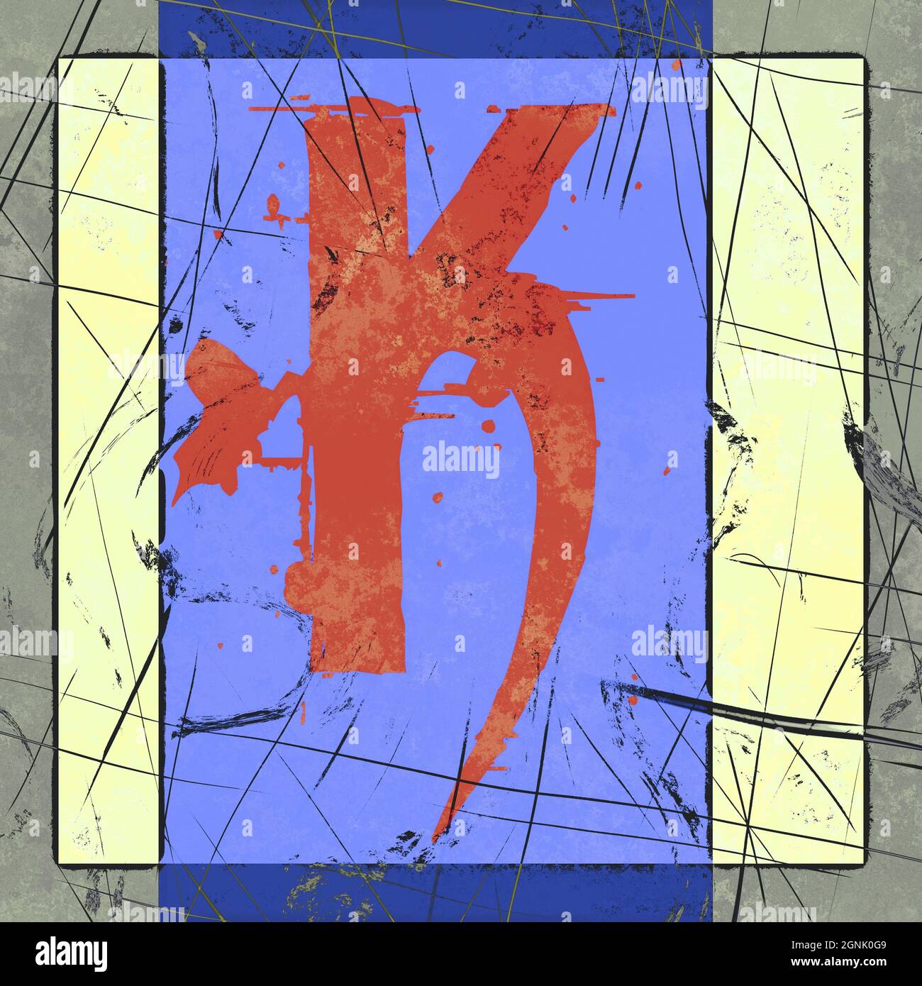 Monogramm des Großbuchstaben K , grunge Poster Stockfoto