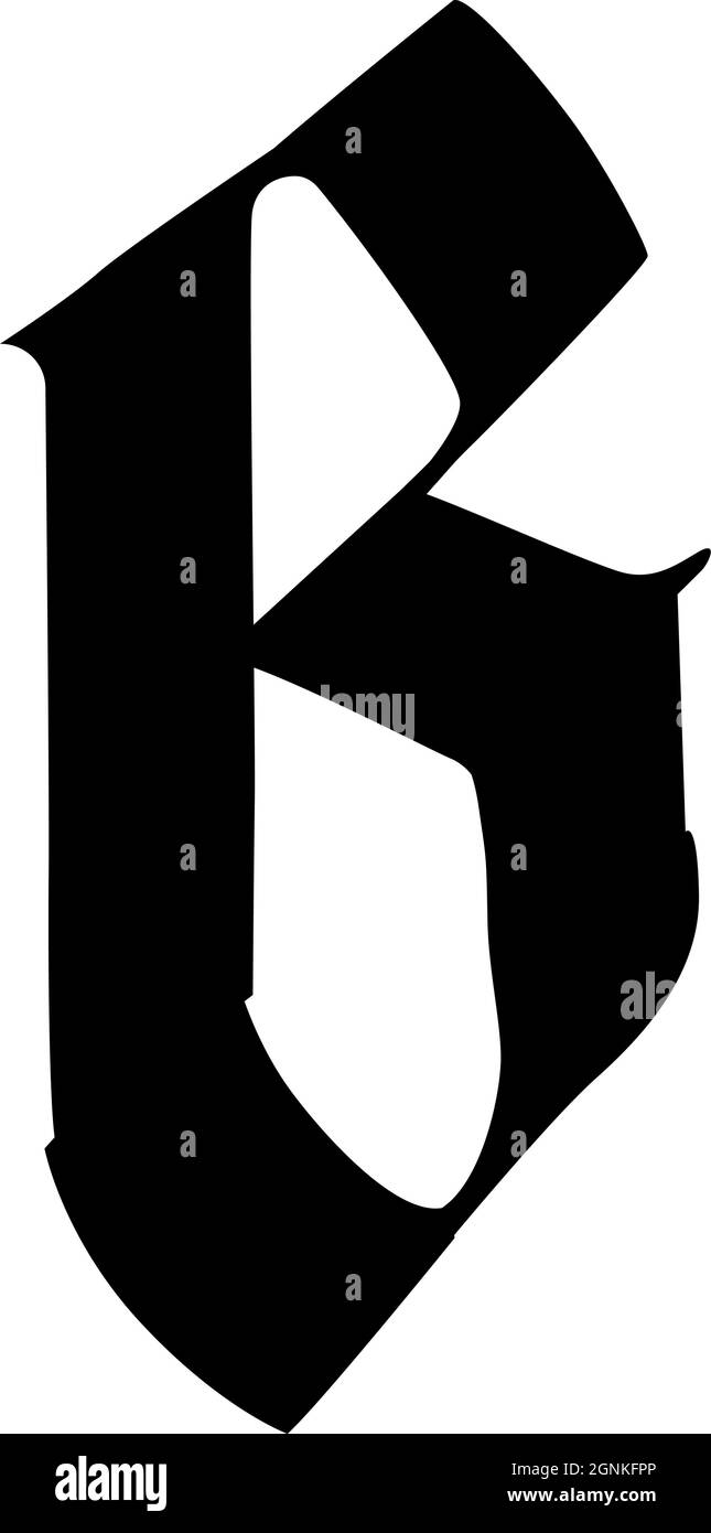 Der Buchstabe V im gotischen Stil. Vektor. Alphabet. Das Symbol ist auf weißem Hintergrund isoliert. Alte russische Kalligraphie. Mittelalterlicher russischer Brief. Lo Stock Vektor