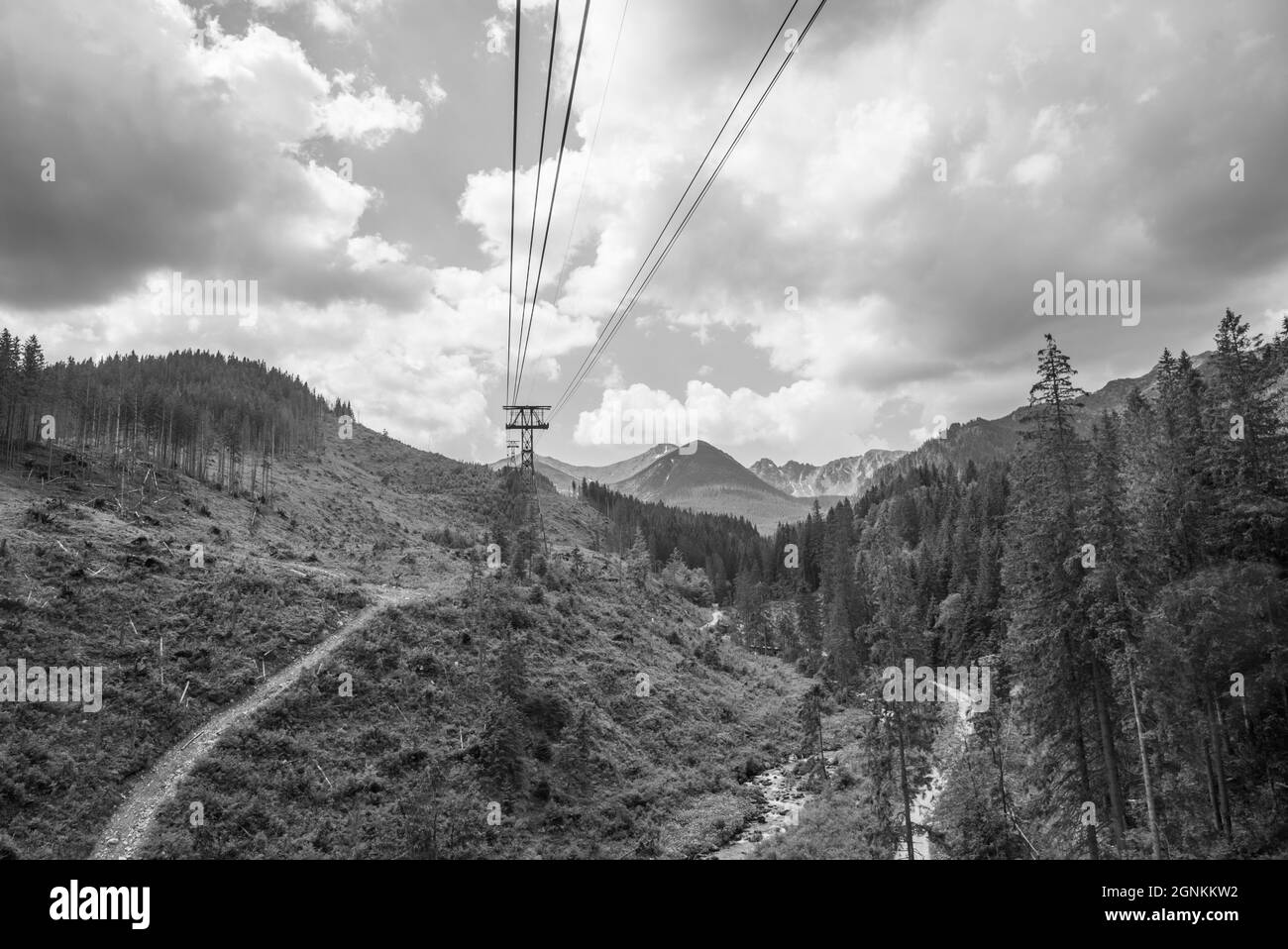 Fahrt mit der Seilbahn auf den Gipfel des Kasprowy Wierch in Polen Stockfoto