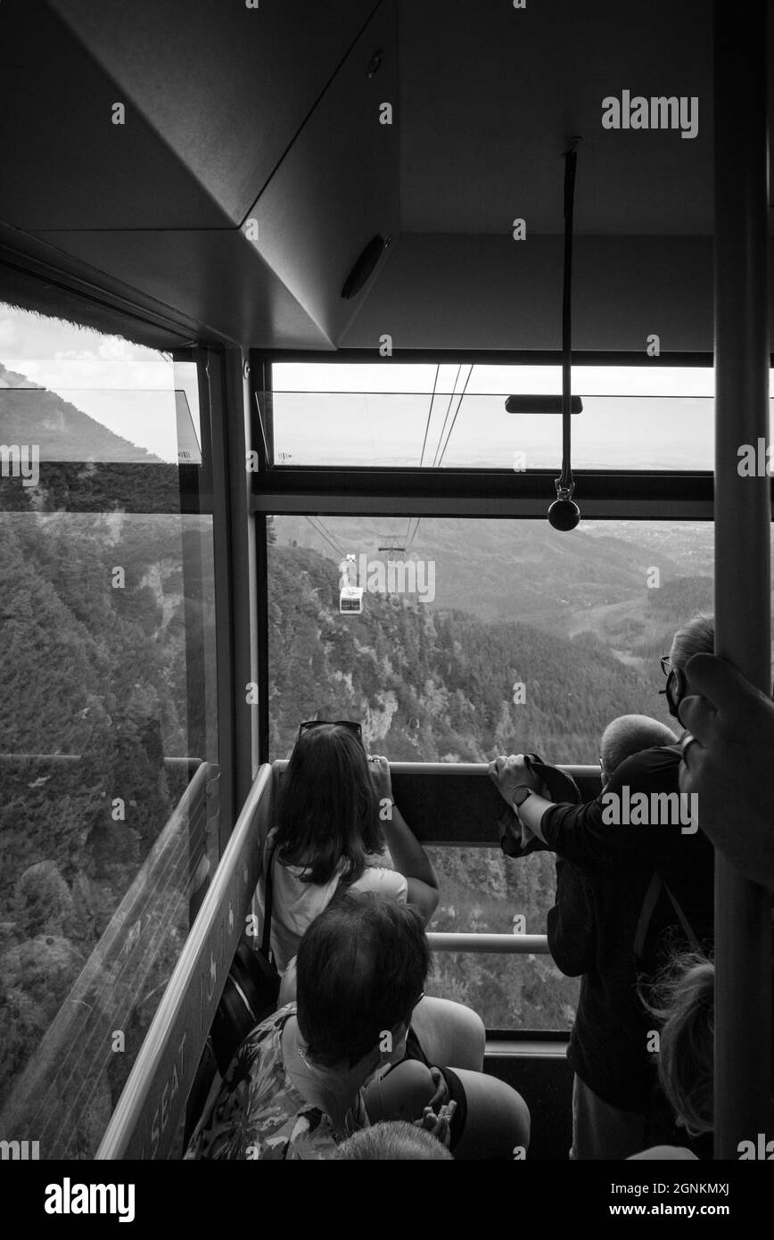 Fahrt mit der Seilbahn auf den Gipfel des Kasprowy Wierch in Polen Stockfoto