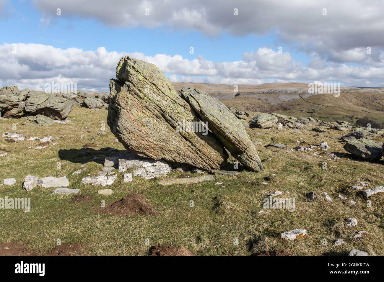 Klassische Landformen der Britischen Inseln - die Norber Erratics Stockfoto