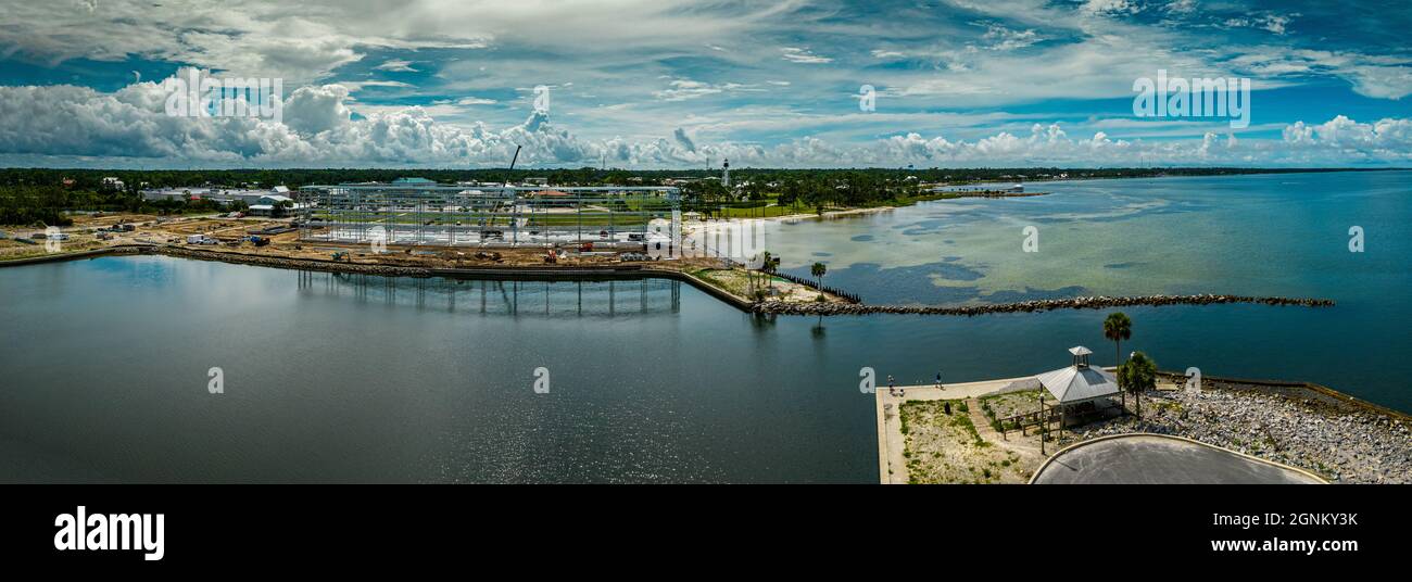 Luftbild des neuen Yachthafens, der gebaut wird Port St. Joe Florida Stockfoto