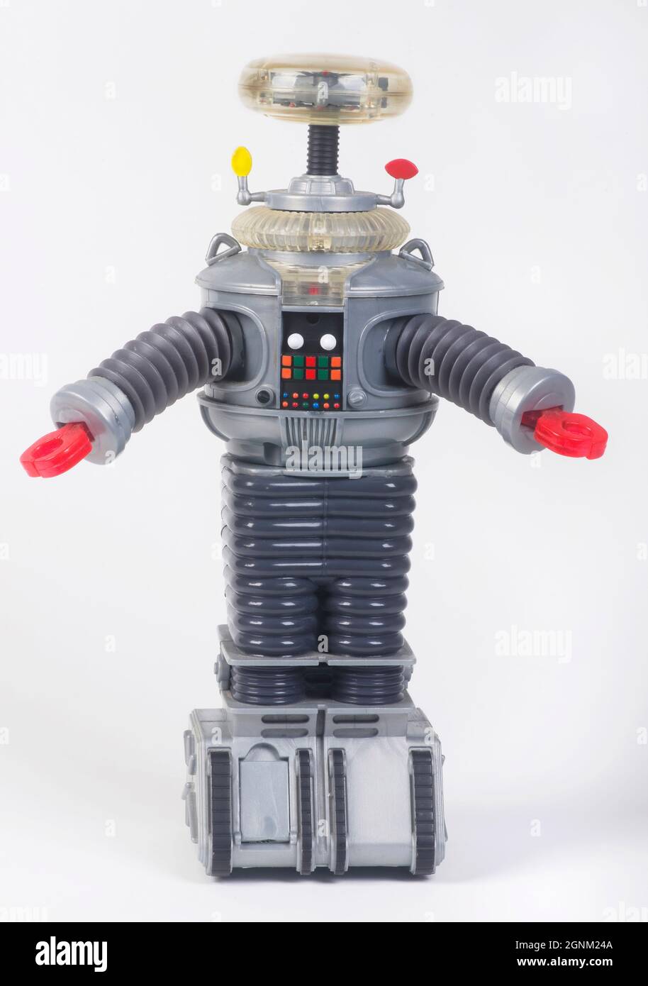 Fort Worth, Texas - 25.9.2021 Lost in Space Toy aus der TV-Show 1965-1968. Der Roboter war bekannt als "der Roboter", er war 6'8 und 550 lbs. Stockfoto