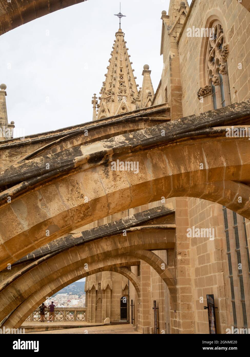 Fliegende Stütze des Daches der Kathedrale von Palma Stockfoto