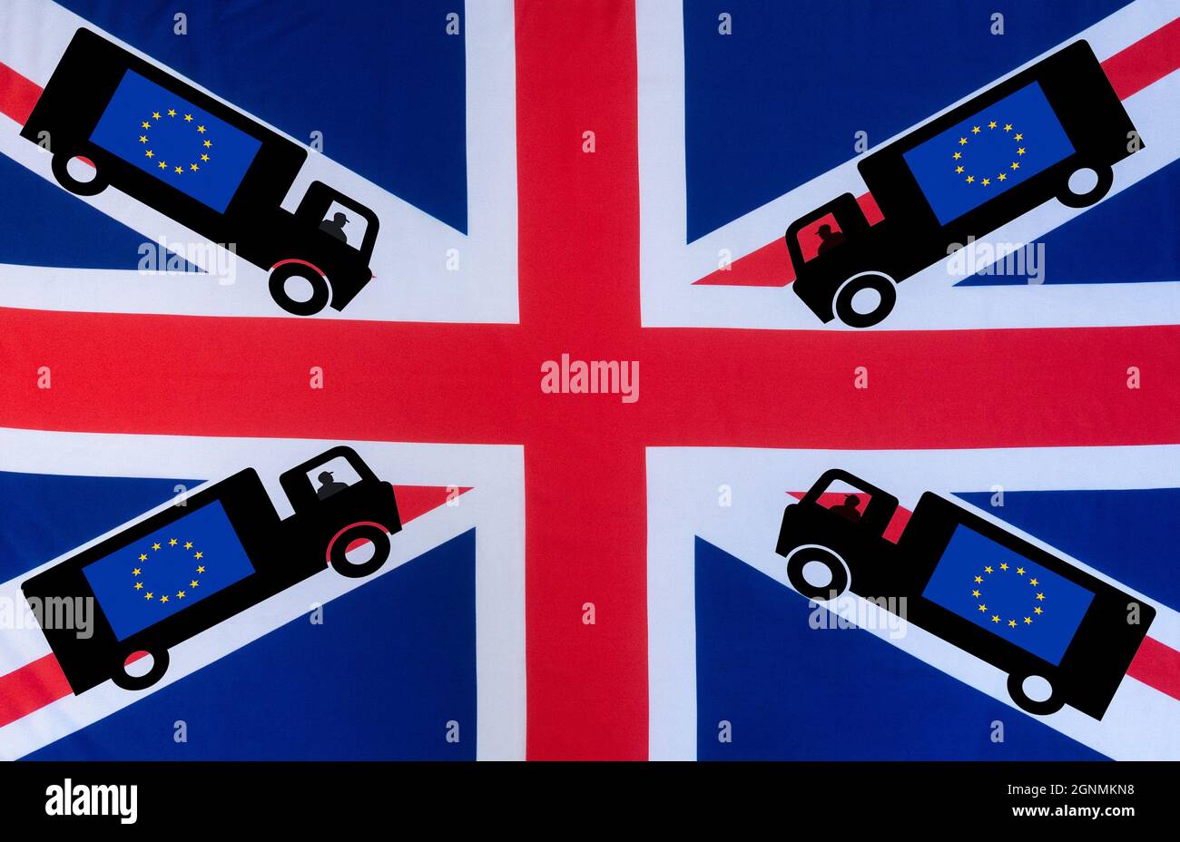 LKW-Fahrermangel, EU, Brexit, Arbeitsvisa für EU-Lkw-Fahrer, Kraftstoffmangel, Brexit... Konzept Stockfoto