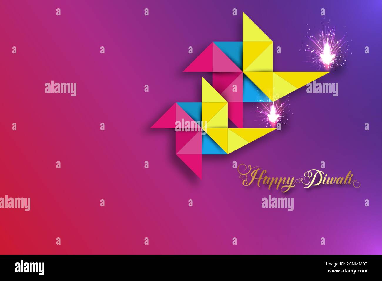 Happy Diwali Festival of Lights Feier Bunte Vorlage aus Origami-Papier Grafikdesign von indischen Diya-Öllampen, modernes Flat Design-Banner Stock Vektor