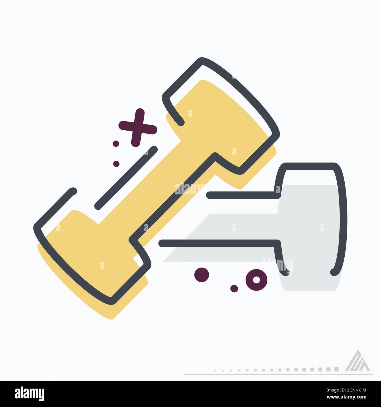 Icon Langhantel - MBE Syle - einfache Illustration, editierbare Kontur, Design Template Vektor, gut für Drucke, Poster, Werbung, Ankündigungen, Info Stock Vektor