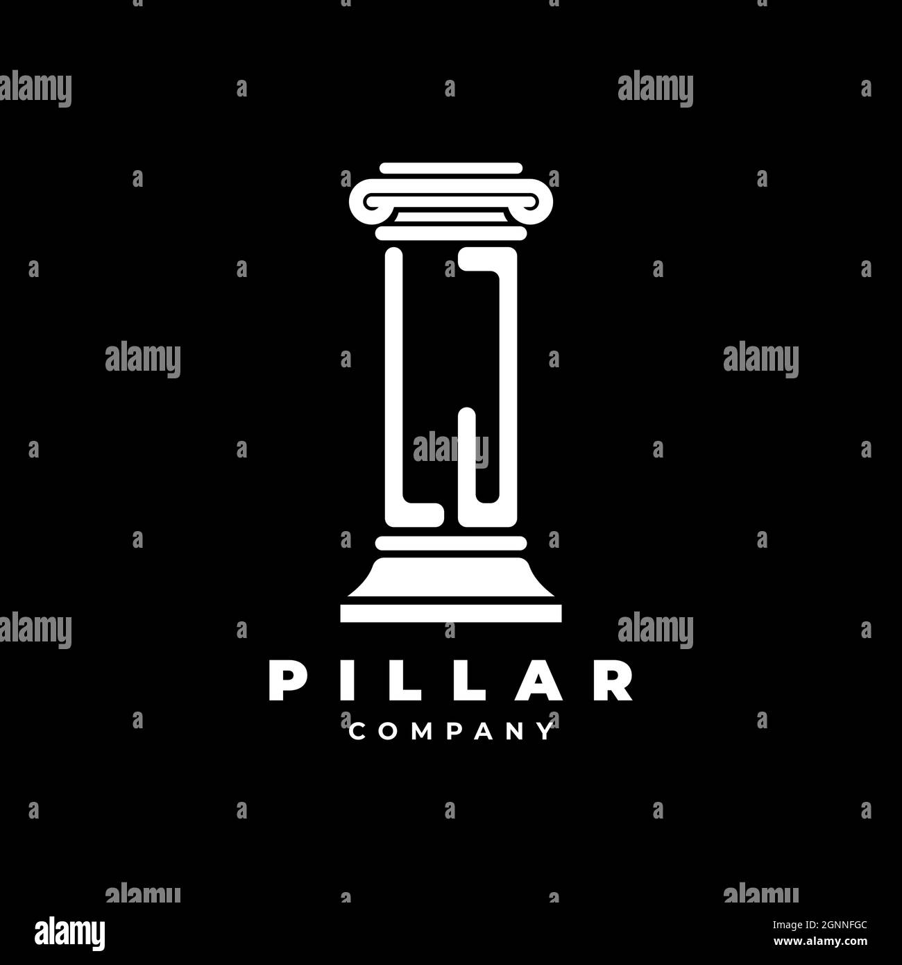 LJ Monogram Logo Buchstaben Säulen Form Anwalt Stil Vektor, Anwaltskanzlei Unternehmen in schwarzem Hintergrund isoliert Stock Vektor