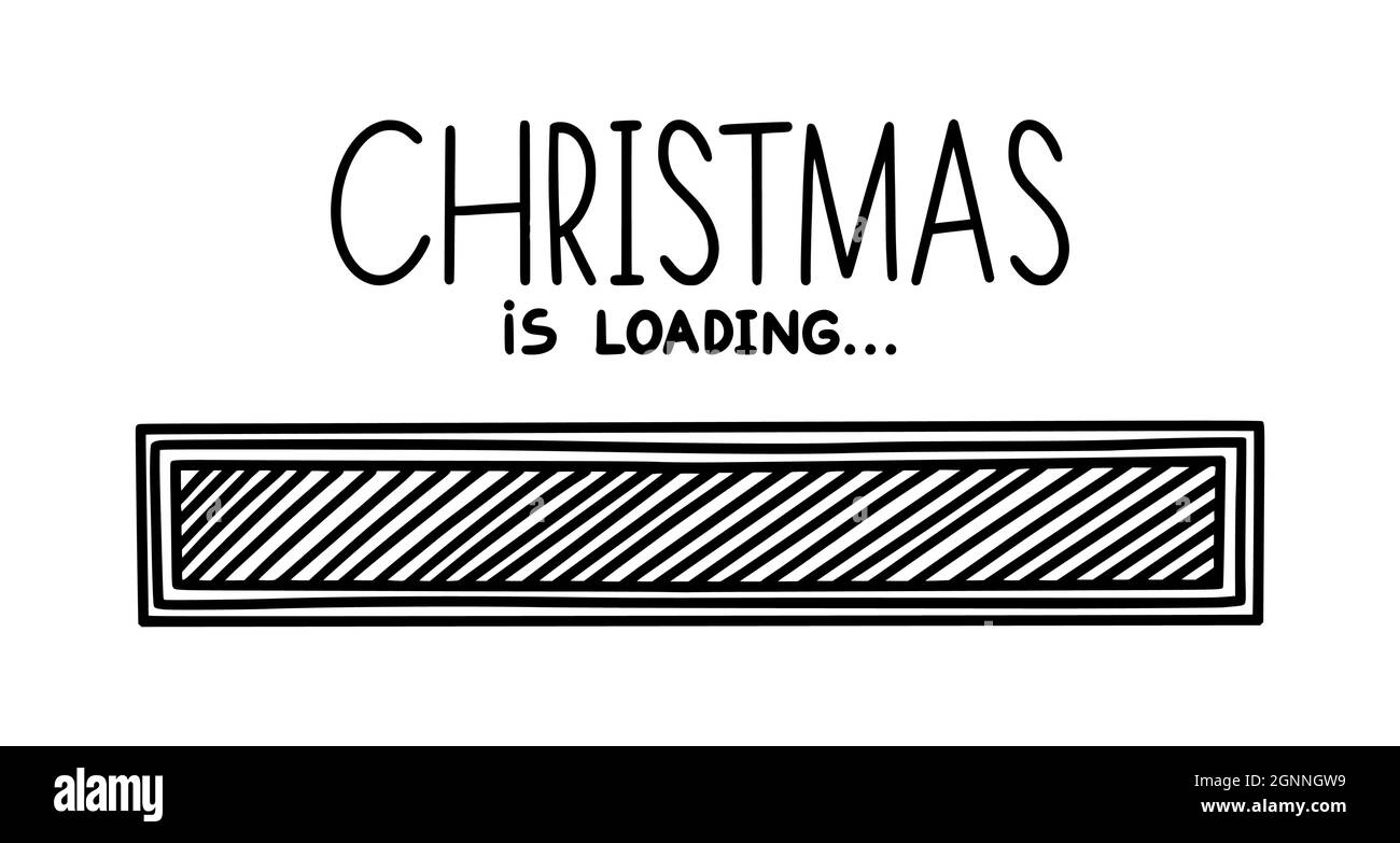 Weihnachten 2022 Fortschrittsbalken. Designelement Infografiken mit Status der Fertigstellung. Handgezeichnete Vektorgrafik in Weiß isoliert Stock Vektor